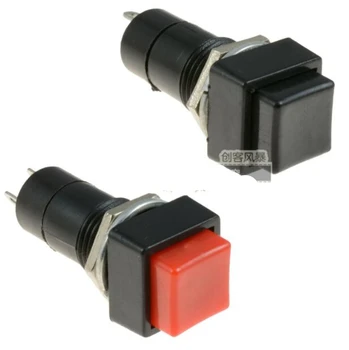 

5pcs 12MM PBS-11B square push button switch / red / black / SPST car instrument button