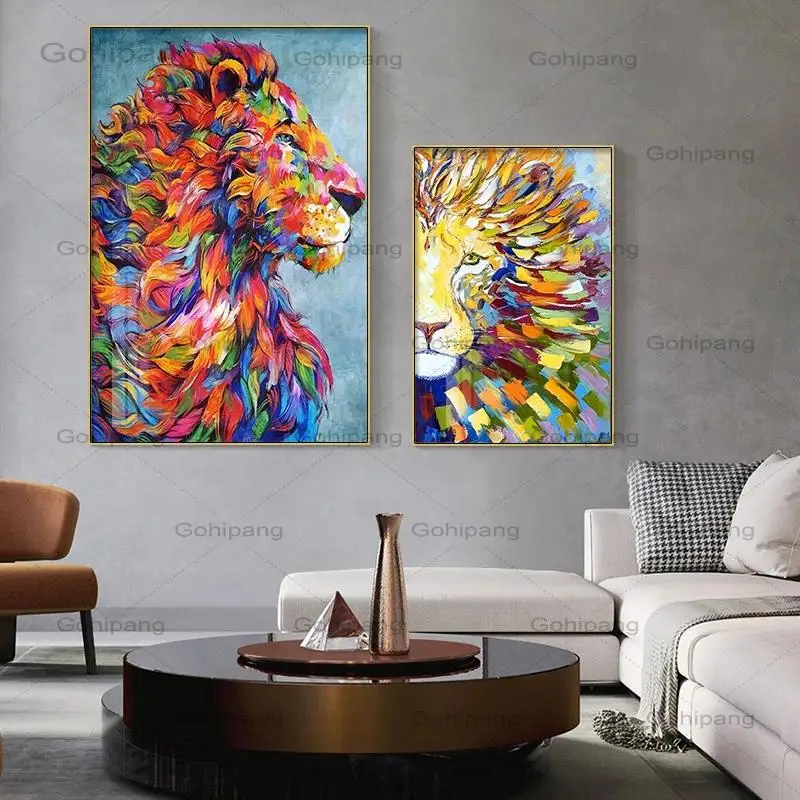 

Modern Wall Art Home Decor Canvas Painting Nordic Graffiti Colorful Lion Poster Prints Wall Picture for Living Room Decoration