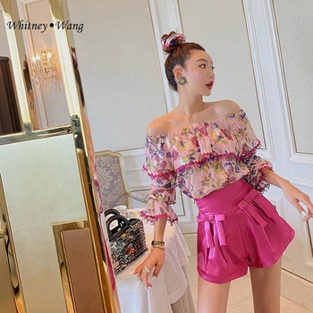 

WHITNEY WANG Shorts 2020 Spring Summer Fashion Streetwear Metallic Bow Satin Shorts Women Office Lady Pants