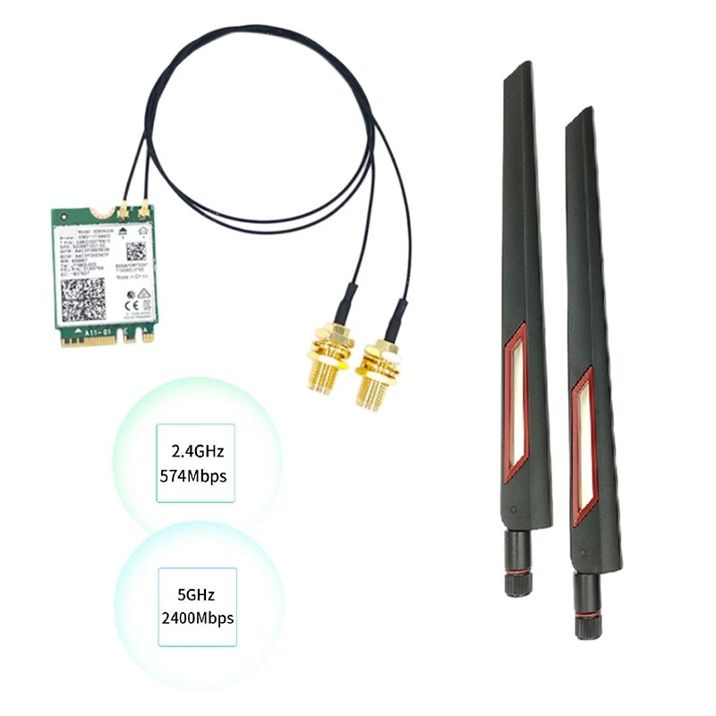 Wi-Fi кард-AX200NGW с 2X8DB антенна 6 3000 Мбит/с M.2 NGFF 2 4 г/5G Bluetooth 5 1 802.11Ax Вай-Фай адаптер |