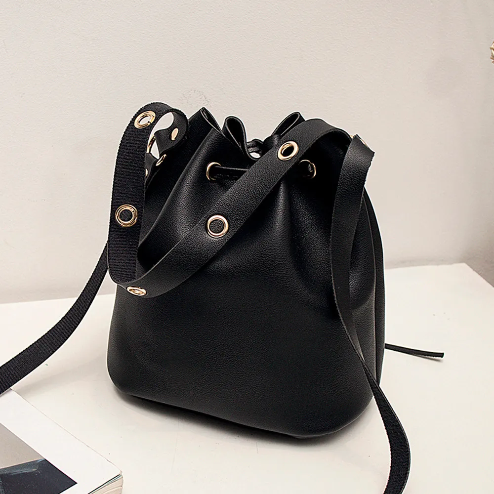 Маленькая сумка для женщин, кожаная однотонная сумка на плечо, модная резинка, сумка-ведро с кисточками, женская сумка для телефона, карман для основной женщины