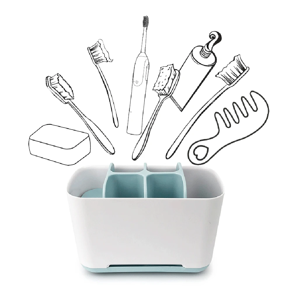 

Bathroom Toothbrush Toothpaste Storage Holder Electric Toothbrush Draining Rack Shelf Kitchen Sponge Cleaning Brush Storage Rack