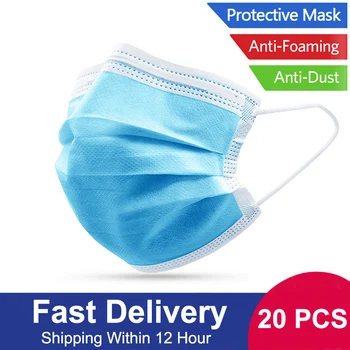 

20pcs/lot Disposable 3 -layer Mask Non-Woven Masks Anti Dust Flexible Earloop Sanitary Protection Soft Protective Safety Maske