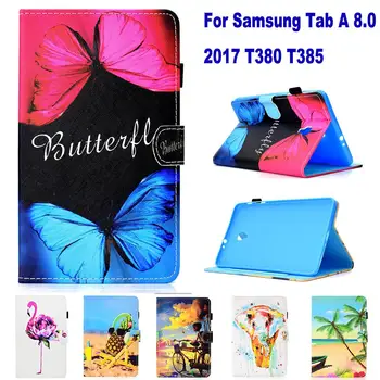 

Fashion Cartoon Pattern Tablet PC Wallet Card Slot Case for Samsung Galaxy Tab A 8.0 2017 T385 T380 Case Stand Flip Cover coque