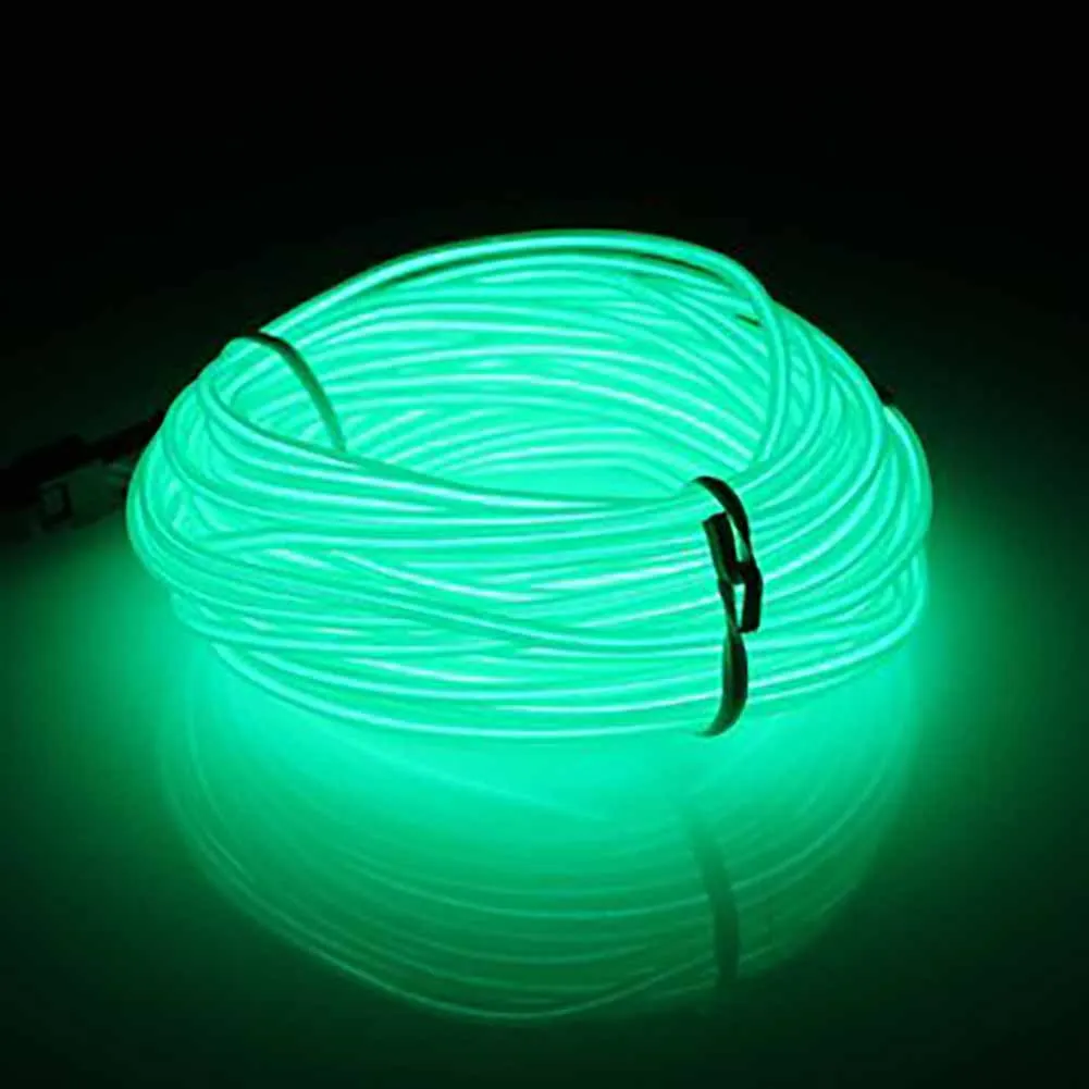 Colorful 20-220V 10M EL Led Light Creative Flexible Soft Tube Wire Neon Glow waterproof Car Rope Strip Light Xmas Decoration - Испускаемый цвет: Green