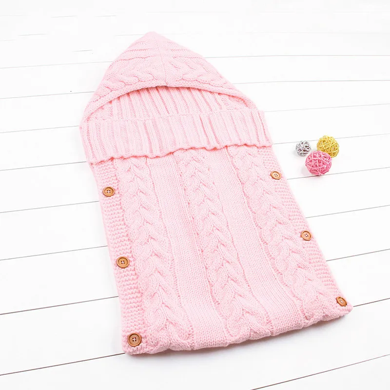 pink Теплое одеяло; мягкий спальный мешок для малышей; муфта для ног; Хлопковый вязаный конверт для новорожденных мальчиков и девочек; аксессуары; модные спальные мешки - Цвет: pink
