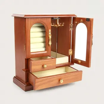 

Vintage Wooden Jewelry Box Necklace Ring Earrings Container Solid Color Creative Jewelry Storage Box