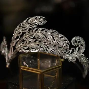 

2020 Leaf Tiaras and Crowns Silver Color Diadem Princess Headbands Headdress For Bride Wedding Hair Accessories Bridal Jewelry