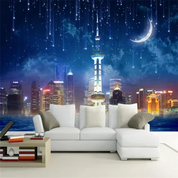 

Large 3D Wallpaper Mural Custom Sky City Bedroom Background Wallpaper Mural