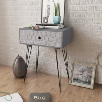 

VidaXL Nightstand With 1 Drawer Rectangular Grey Can Be As As A Side Cabinet Or A Telephone Stand