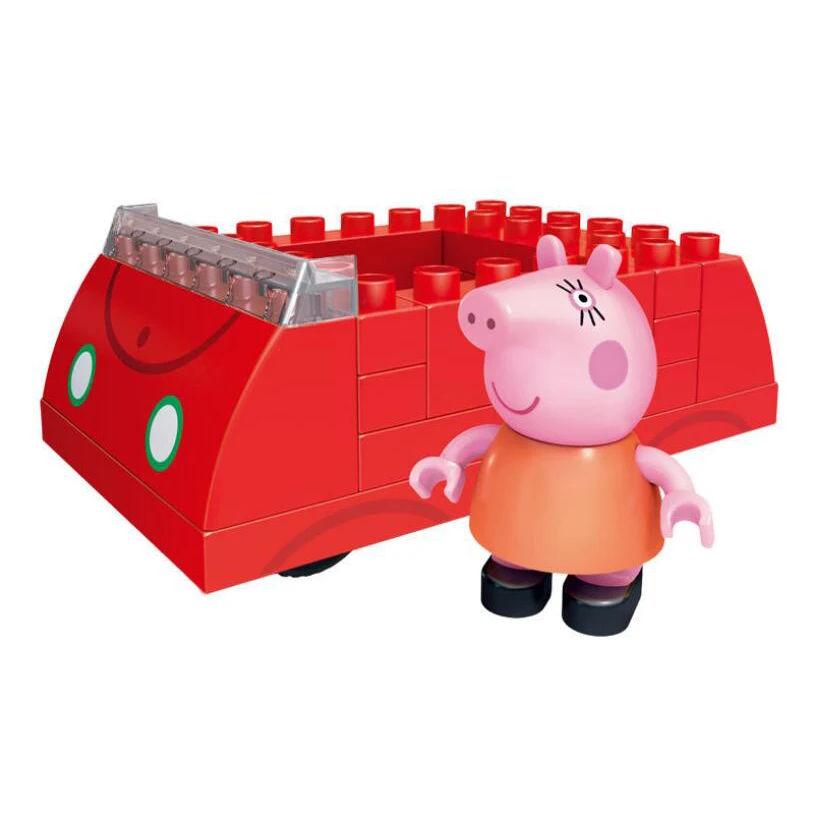 car 1 doll opp Подлинный Свинка Пеппа-Мумия автомобиль игровая площадка снаружи качели игрушечная горка Строительные блоки Набор образовательных игрушек-с фигурой Peppa suzy - Цвет: car 1 doll opp