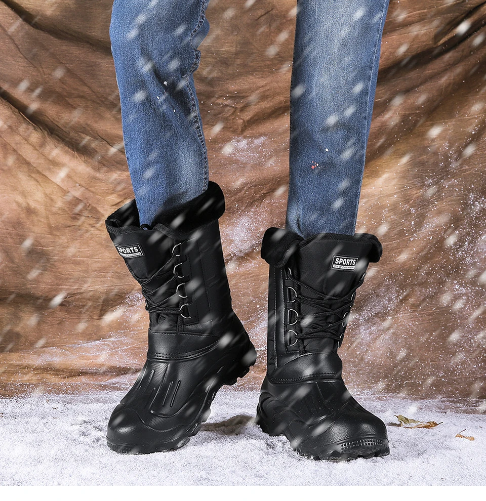 LVYIKANG зимняя камуфляжная Большая куртка для снежной погоды Для мужчин обувь для дождливой погоды, резиновые сапоги Водонепроницаемый с плюшевые ботинки с мехом; теплые ботинки мужской Повседневное, высота до середины голени, рабочие сапоги для рыбалки