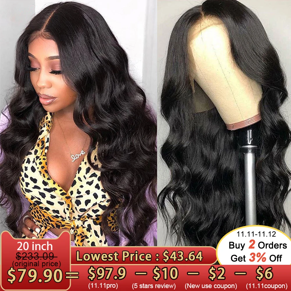 Billige QT Körper Welle 360 Spitze Frontal Perücke Pre Gezupft Mit Baby Haar Brasilianische Remy 13x4 Spitze Vorne Menschlichen haar Perücken Tiefe Teil Für Frauen