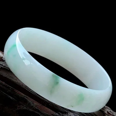 

Natural Burmese Jadeite 54-64mm Light Two-color Bangle Elegant Princess Jewelry Best Gift