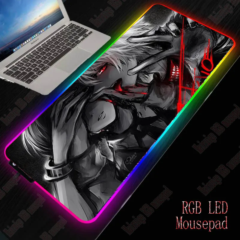 Игровой коврик для мыши XGZ Токийский Гуль игровой компьютерный с RGB подсветкой