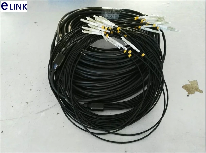 40m Waterproof Fiber Patch Lead for Outdoor FTTA Jumper 12 Cores TPU Patchcord, Multimode, LC, SC, FC, 12 Cores OM3 6.0mm