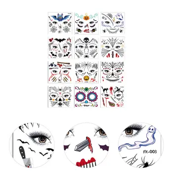

12Pcs Halloween Make-up Art Stickers Halloween Stickers Spoof Terrible Stickers for Decoration