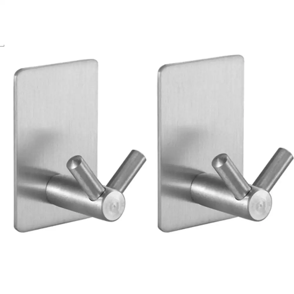 2pcs Bathroom Robes Towel Hook Adhesive Hooks Non-Slip Heavy Duty Wall Hangers Waterproof Stainless Steel Stick on | Обустройство