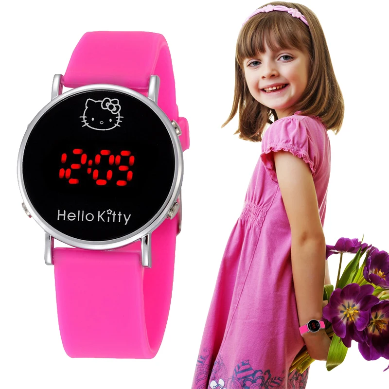 

Fashion Boys Girls Silicone Digital Electronic Watch for Kids Hello Kitty Cartoon Children Student Watch relуgios femininos