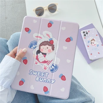 

For iPad AIR 3 10.5 Pro 2020 11 inch Cases 2019 for iPad 2017 2018 Air2 9.7 Mini 5 Cover Cute Cartoon With Pencil Slot Case