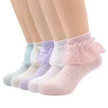 5 пар, розовые кружевные носки принцессы детские белые сетчатые носки весенне-осенние хлопковые носки для девочек, детские Студенческие танцевальные носки