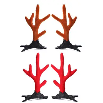 

1 Pair Cute Antler Hair Clip Christmas Hairpins New Year Red Antler Headband Hair Accessories Hairpins Christmas Gifts For Girl