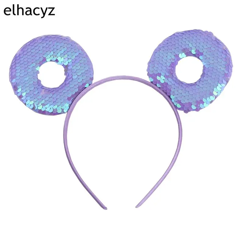 1 шт Новое поступление 3," Реверсивные Блестящие Блестки уши Минни-Маус повязка на голову пончик повязка для волос для женщин девочек аксессуары для волос - Цвет: 10