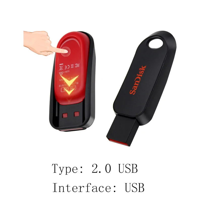 SanDisk USB флэш-накопитель 16 ГБ 32 ГБ 64 ГБ флеш-накопитель 16 Гб Флешка флеш-диск USB 2,0 Регулируемая карта памяти черный U диск - Цвет: CZ62