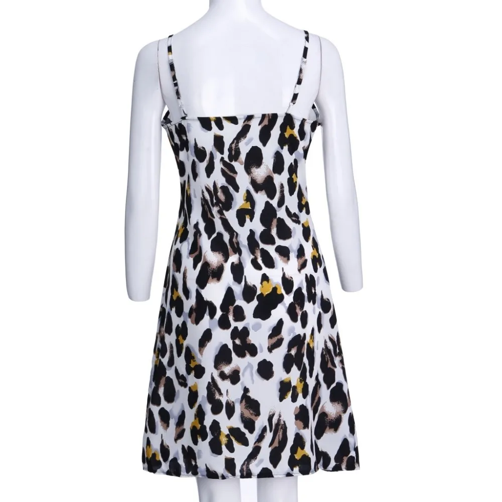 Сексуальное женское леопардовое мини-платье на бретельках, без рукавов, повседневные платья с леопардовым принтом, вечерние свободный, Повседневный, с открытой спиной, платье Y3