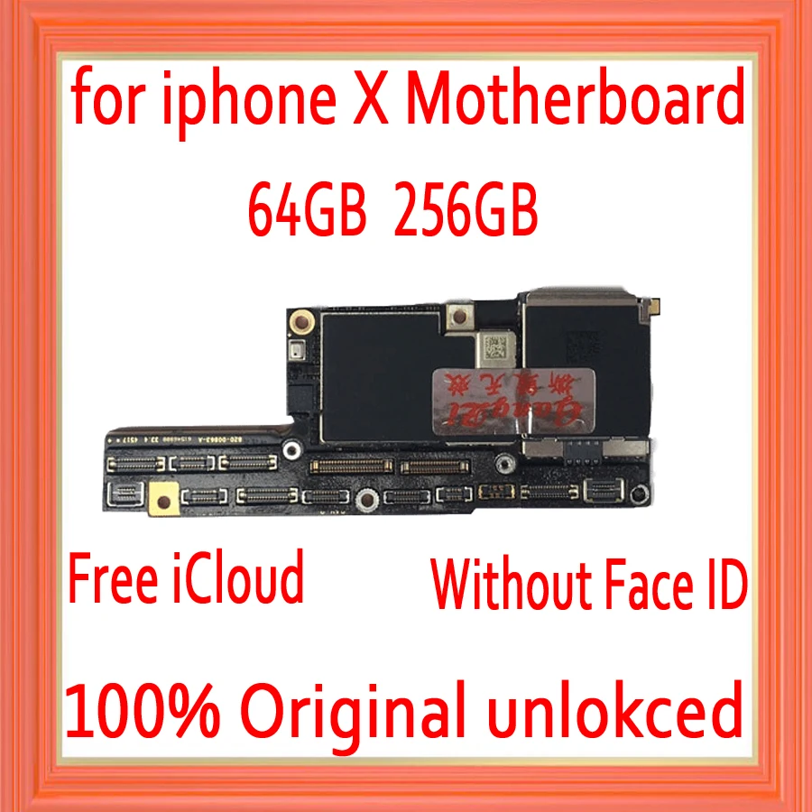 Prezzo Sbloccato di fabbrica per iphone X scheda madre senza Viso ID, trasporto iCloud per iphone x Mainboard con IOS Sistema di Scheda Logica