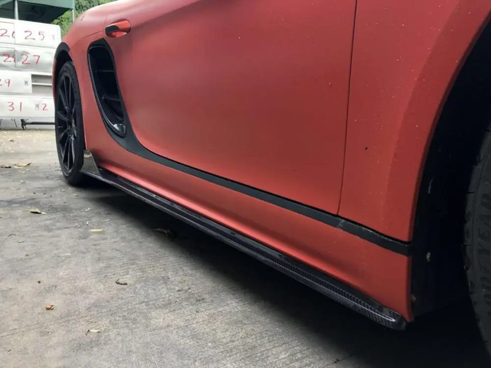 Для Porsche 718 Boxster Cayman боковая юбка удлинение губ дверные ступени панели- углеродного волокна