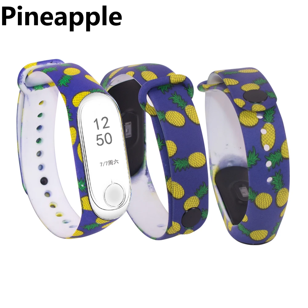 Pineapple Браслет mi band 4 для xiaomi mi Band 4 ремешок силиконовый ремешок с разноцветными цветами аксессуары для xiaomi mi band 4 ремешок - Цвет: Pineapple