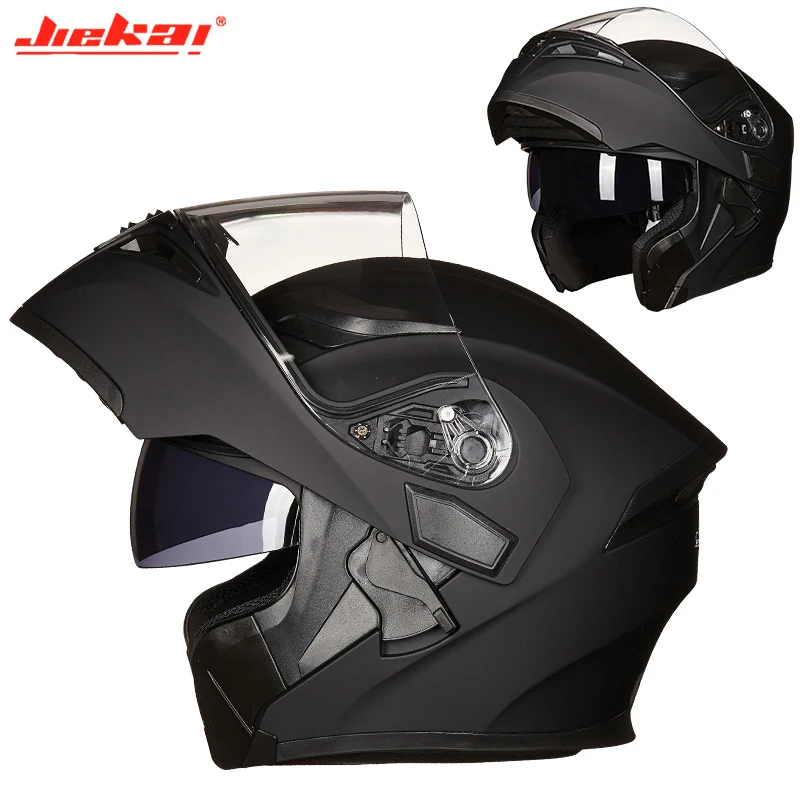 Double lens JIEKAI 902 Full Face Motorcycle helmet DOT Flip Up helmet four seasons cycle helmet Moto Racing casque safety helmet - Цвет: 7