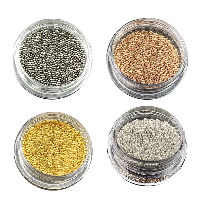 

3D Metal Micro Beads Stainless Steel Nails Art Caviar Beads For Nail Rose Gold Silver Nail Beads Decorations Studs Nails Design