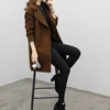 Women Jackets Wool Blends Loose Long Sleeve Two Breasted Belted Blends Jacket Coat Women Knee Length Wool Blends Womens Jackets ► Photo 2/6