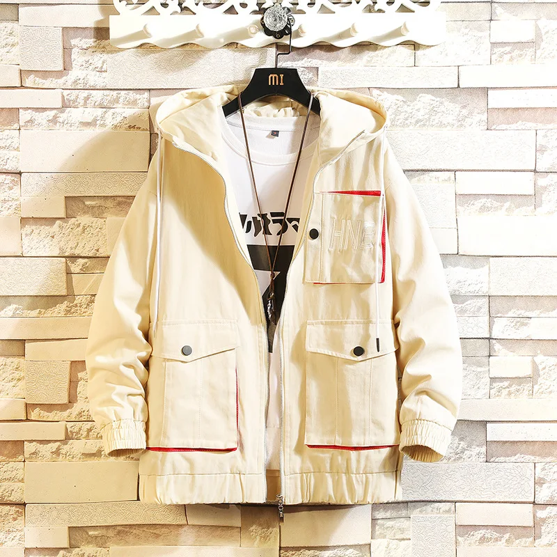 

2019 Autumn New Style Japanese-style Large Size MEN'S Coat Loose-Fit Multi-pockets Workwear Hooded Jacket Men'S Wear