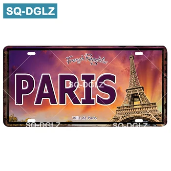 

[SQ-DGLZ] PARIS Capital License Plate Tin Sign Vintage Metal Sign Bar Wall Decoration Home Decor Painting Plaques Art Poster