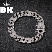 13 мм Медь панцирного плетения кубинский браслет, Мы высылаем в Цвет льдом CZ 7 дюймов/8 дюймов браслет золотой серебряный Цвет для Для мужчин Роскошные Прямая