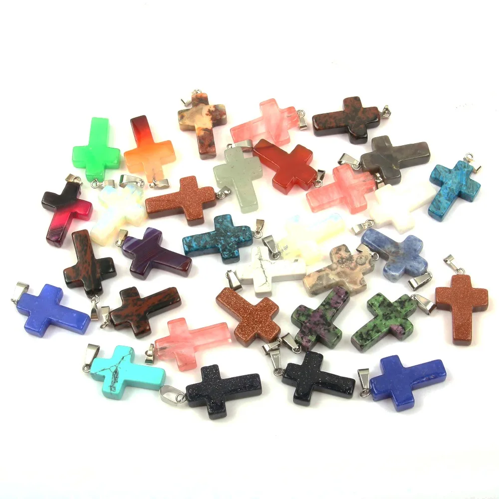 

Natural Stone Opal/Malachite Pendant Cross Shape Pendants for Jewelry Making DIY Necklace Accessories Size 25*18 mm