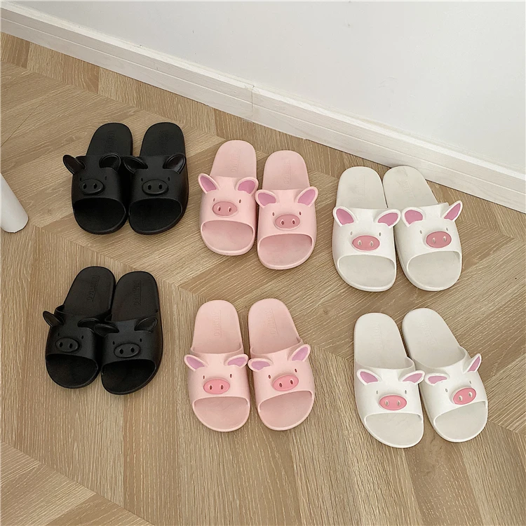 2020 New Men/ Women Cartoon Pig Slippers Female Summer Couple Cute Home Indoor Bath Non-slip Bath Room Sandals And Slippers