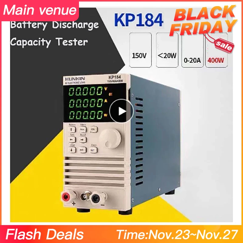 US $104.72 KUNKIN KP184 DC Electronic load meter 200W  400W battery capacity Tester power test aging instrument KP182