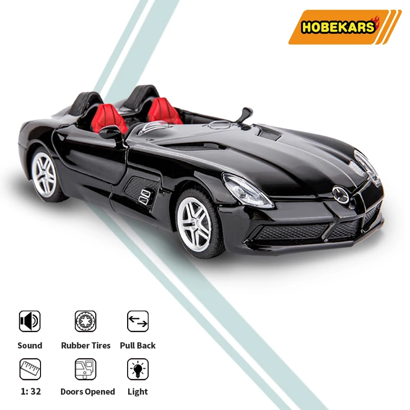 

HOBEKARS 1:32 Diecasts & Toy Vehicles Metal Alloy Simulation Model Convertible Sport Car Sound And Light Pull Back Car Toys