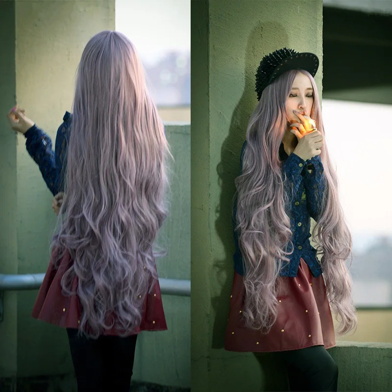 Cosplay&ware 100cm Women’s Lady Long Curly Wavy Hair Purple Wig Cosplay Full Wigs Halloween Costume Party Lolita -Zentai shop online H75a9304f667043e68920fa1e7407480fy.jpg