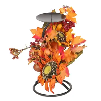 

1PC Simulation Maple Sunflower Candlestick Party Home Decor Wrought Iron Ornaments 6XDD