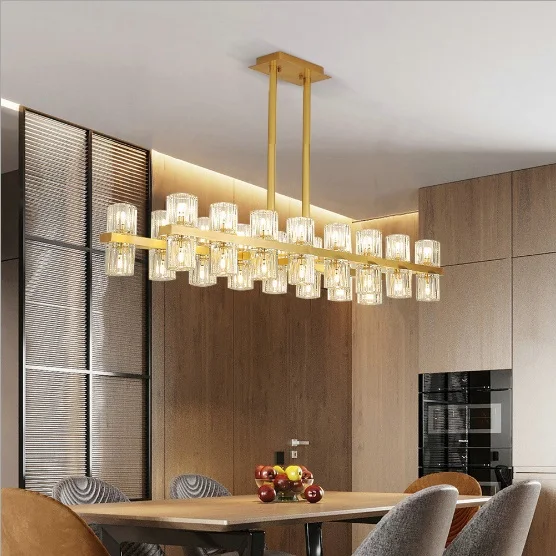 Postmodern light luxury crystal chandelier rectangular dining room living | Лампы и освещение