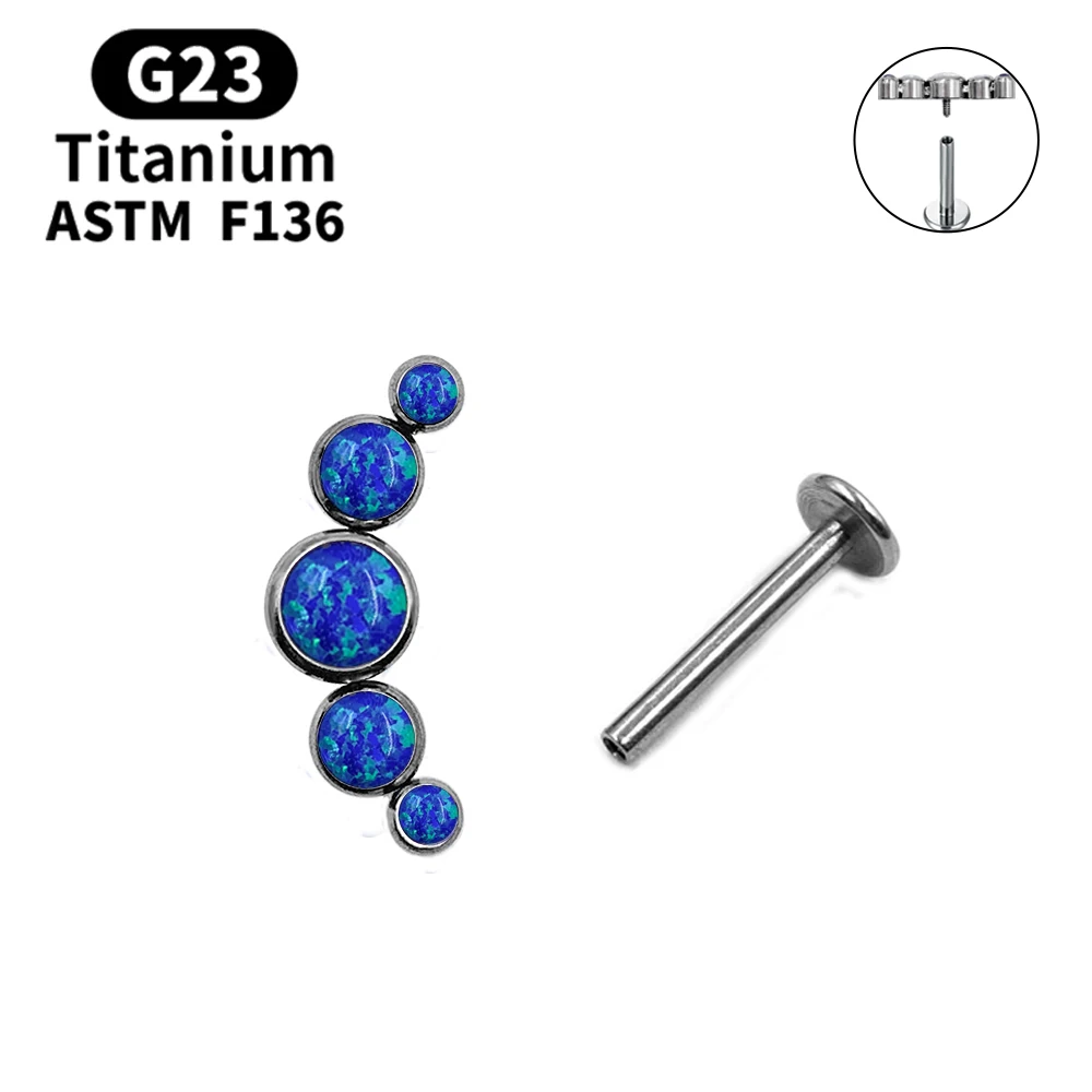2021 Cute Colorful Opal Earrings G23 F136 Titanium Earrings Lip Piercing Labret Spiral Cartilage Earrings for Girls Holiday Gift 