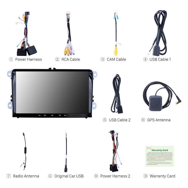 Универсальная Автомагнитола Harfey мультимедийный плеер 9 дюймов HD 2 + 32 ГБ GPS Android 1