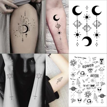 Водонепроницаемые временные фальшивые татуировки наклейки Классические планеты стрелка геометрический большой дизайн боди-арт инструменты для макияжа