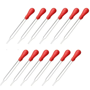 

12Pcs 10ml Glass Pipette Lab Medicine Laboratory Dropper Red Rubber Head Pipet Transparent Red Rubber Head Pipettors