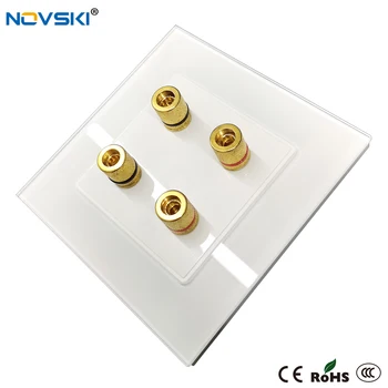 

NOVSKI High-end Wall Socket Audio Video Panel Speaker Junction Box Power Outlet Hi-Fi Terminal Crystal Glass Panel